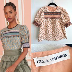 ULLA JOHNSON Adalie Floral Peach Blouse Size 0